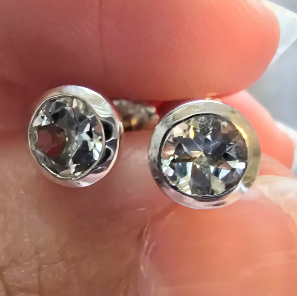 Aquamarine Sterling Silver Stud Earrings